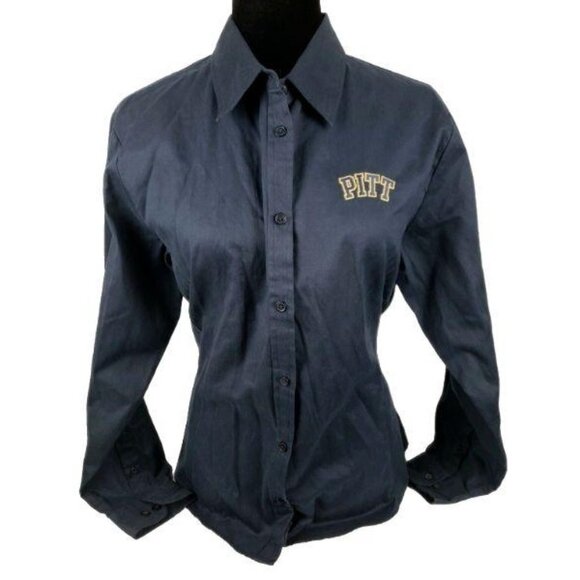 Pitt State Button Front Shirt Womens Size Large Navy Blue Long Sleeve PA College - Picture 1 of 6